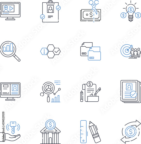 Accounting principles line icons collection. Double-entry, GAAP, Accrual, Depreciation, Amortization, Cost accounting, Income statement vector and linear illustration. Balance sheet,Cash flow,Expenses