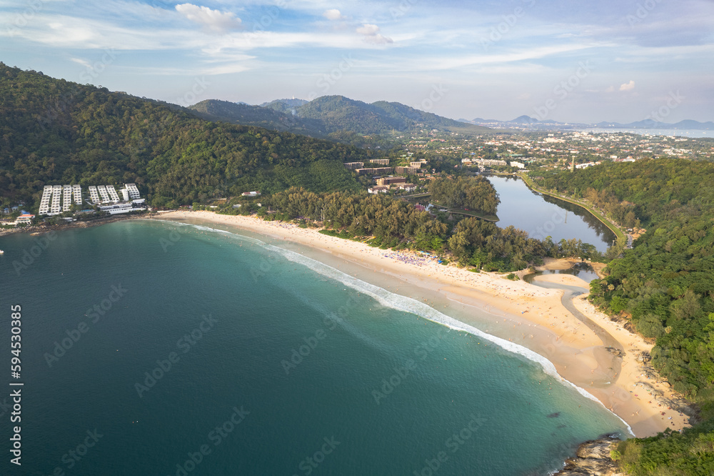 Aerial Footage/Video of Nai Harn Beach in Rawai, Phuket