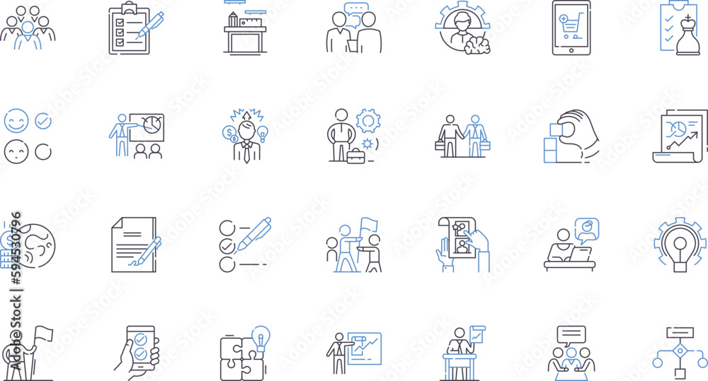 Event coordination line icons collection. Planning, Execution, Logistics, Organization, Budgeting, Communication, Creativity vector and linear illustration. Coordination,Teamwork,Venue outline signs Event coordination line icons collection. Planning, Execution, Logistics, Organization, Budgeting, Communication, Creativity vector and linear illustration. Coordination,Teamwork,Venue outline signs