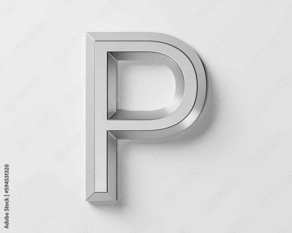 Letters made of metal. 3d illustration of iron alphabet isolated on white background - obrazy, fototapety, plakaty 