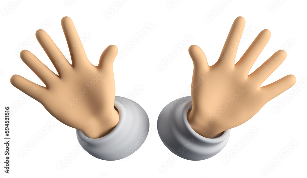 3D realistic cartoon hands with hugging or denying gesture, wears white sleeve isolated on white background. 3d render illustration 3D realistic cartoon hands with hugging or denying gesture, wears white sleeve isolated on white background. 3d render illustration