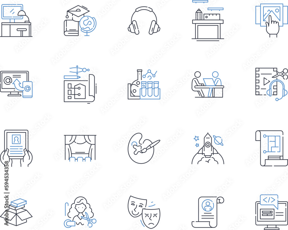 Temp work line icons collection. Flexibility, Variability, Diversity, Adaptability, Short-term, Transitional, Supplemental vector and linear illustration. Temporary,Interim,Part-time outline signs set