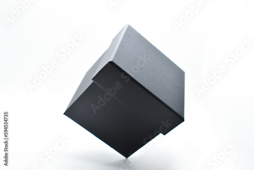 black paper box on white background, packaging industry