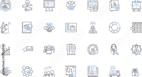 Investment strategy line icons collection. Risk-management, Diversification, Portfolio, Retirement, Equity, Asset-class, Growth vector and linear illustration. Value,Fundamentals,Returns outline signs