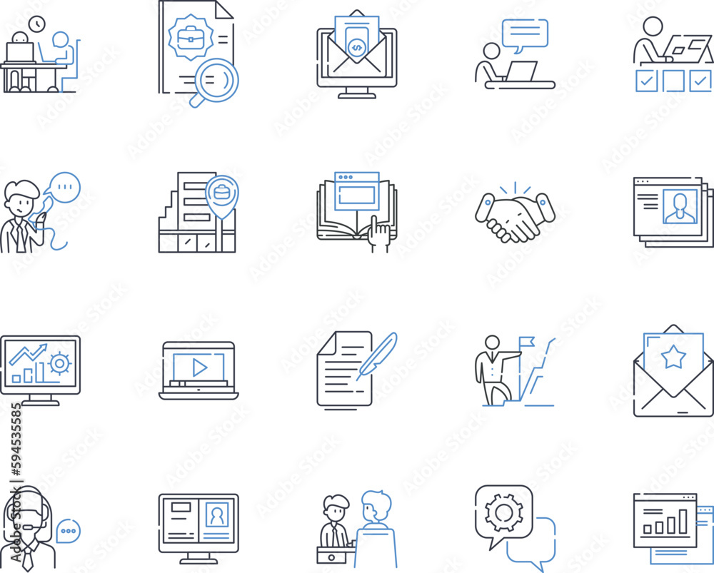 Remote workforce line icons collection. Virtual, Remote, Digital, Mobile, Telecommuting, Work-from-home, Distributed vector and linear illustration. Agile,Flexible,Collaborative outline signs set Remote workforce line icons collection. Virtual, Remote, Digital, Mobile, Telecommuting, Work-from-home, Distributed vector and linear illustration. Agile,Flexible,Collaborative outline signs set