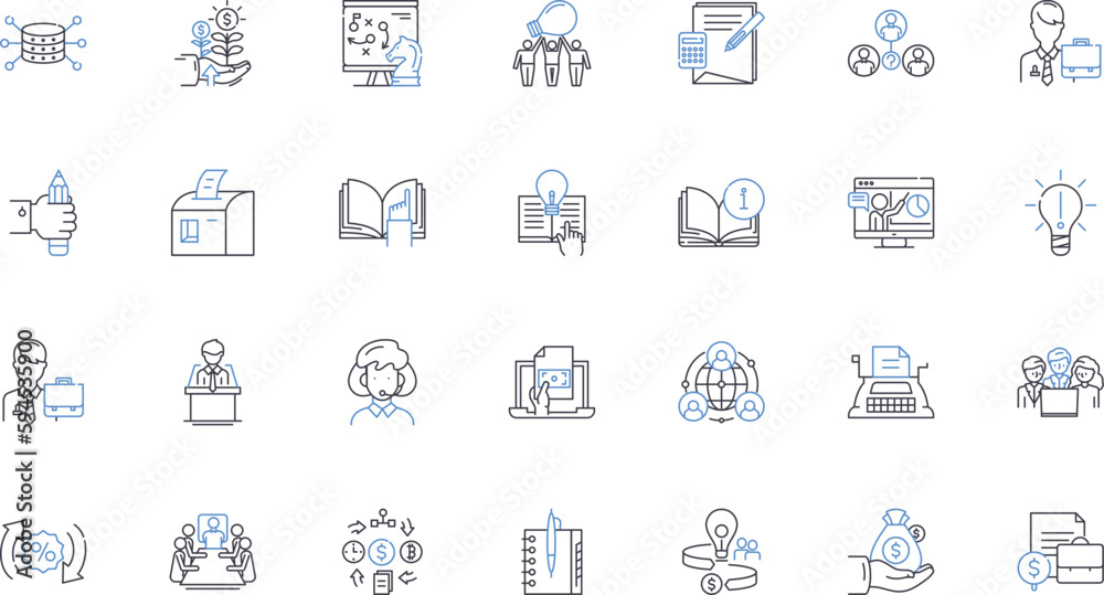Treasury management line icons collection. Cash, Liquidity, Forecasting, Risk, Treasury, Investments, Banking vector and linear illustration. Payment,Receivables,Disbursements outline signs set