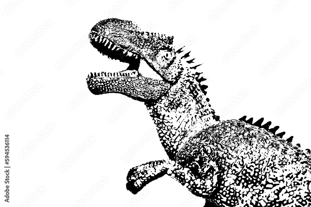 Fototapeta premium black dinosaur silhouette isolated on white background, model of giganotosaurus toy