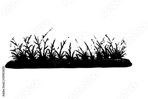 black silhouette of grass isolated on white background