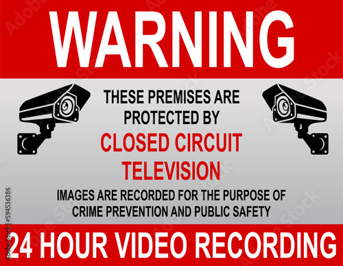 illustration of video surveillance sign or closed circuit television sign isolated
