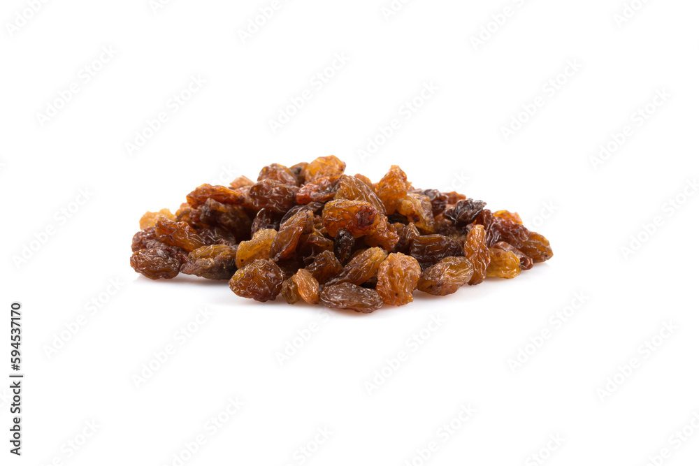 Sweet raisins on white