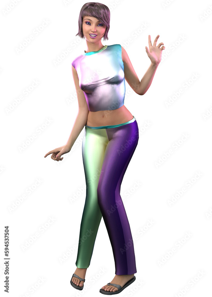 3D Teen girl in summer party outfit