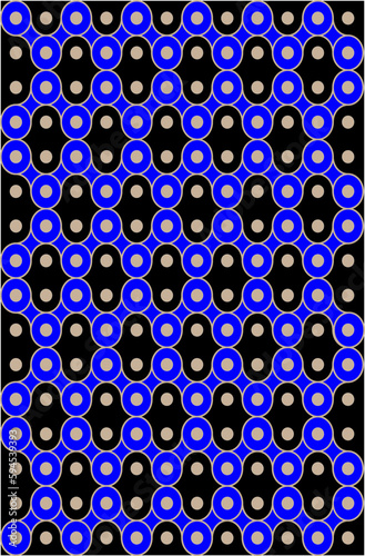 abstract illustration of blue chain on isolated black background