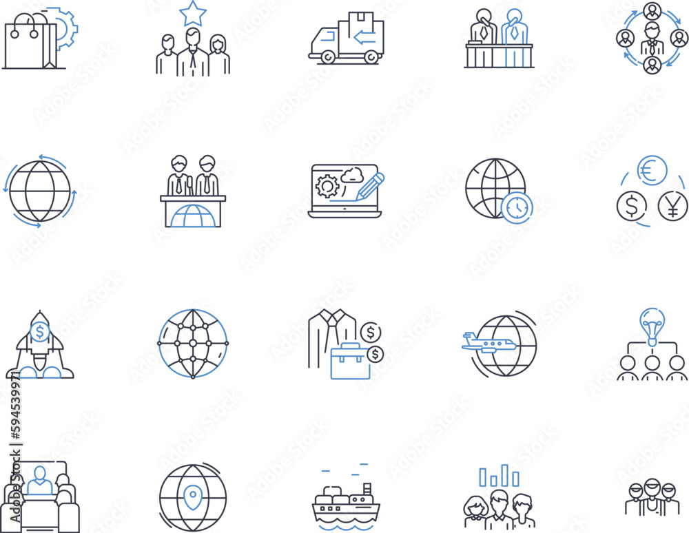 Transcontinental business line icons collection. Globalization, Connectivity, Multiculturalism, Collaboration, Trade, Investments, Diversity vector and linear illustration. Integration,Communication Transcontinental business line icons collection. Globalization, Connectivity, Multiculturalism, Collaboration, Trade, Investments, Diversity vector and linear illustration. Integration,Communication