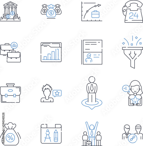 Mtary gain line icons collection. Profit, Earnings, Revenue, Income, Gain, Prosperity, Success vector and linear illustration. Wealth,Boon,Progress outline signs set
