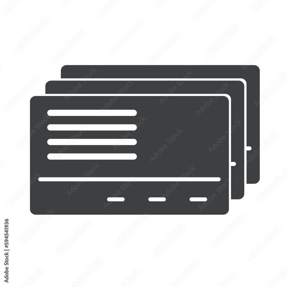 Multiple credit card silhouette icon. Vector. Multiple credit card silhouette icon. Vector.