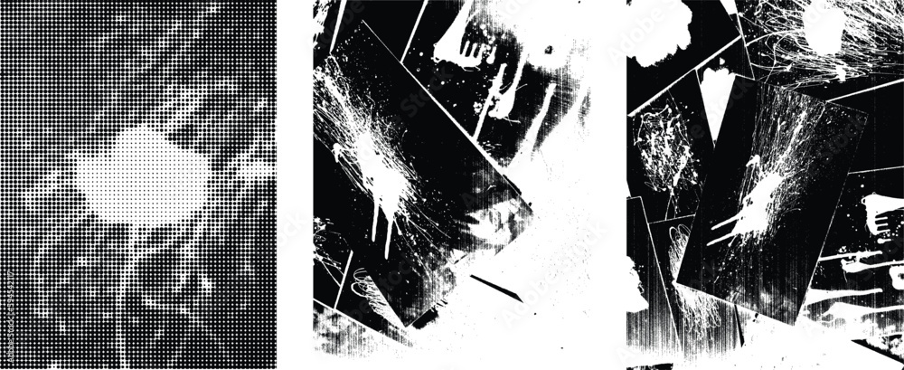 Obraz premium Grunge Urban Backgrounds set.Texture Vector.Dust Overlay Distress Grain ,Simply Place illustration over any Object to Create grungy Effect .abstract,splattered , dirty, texture for your design. 