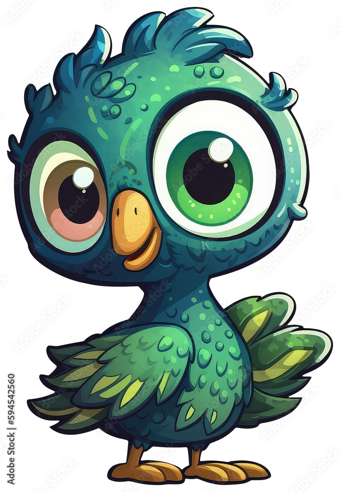 Funny and cute bird transparency sticker, Peacock.