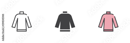 Turtleneck sweater different style icon set