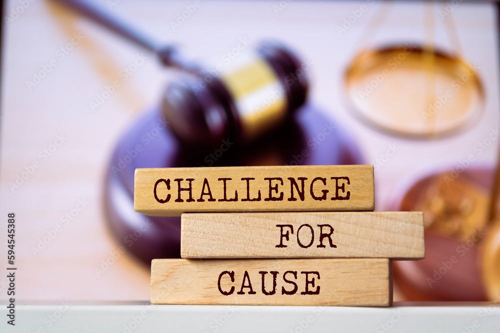 Wooden blocks with words 'CHALLENGE for CAUSE'. Legal concept