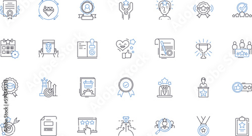 Merits line icons collection. Advantages, Benefits, Rewards, Perks, Strengths, Benefits, Positives vector and linear illustration. Benefits,Pays,Breeds outline signs set
