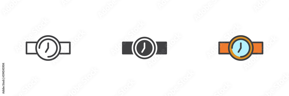 Wrist watch different style icon set Wrist watch different style icon set