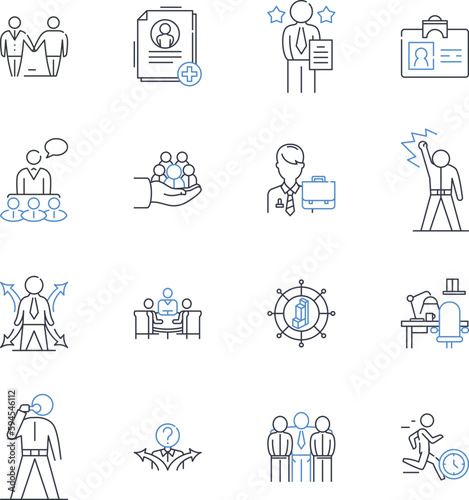 Enterprise establishment line icons collection. Organization, Company, Business, Startup, Industry, Corporation, Entrepreneurship vector and linear illustration. Inception,Launch,Formation outline