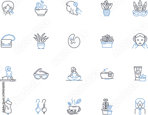 Loveliness line icons collection. Beauty, Elegance, Gracefulness, Attractiveness, Charm, Winsomeness, Allure vector and linear illustration. Delicacy,Pleasantness,Sweetness outline signs set
