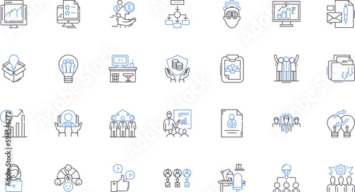 Authority line icons collection. Power, Control, Expertise, Command, Leadership, Dominion, Supremacy vector and linear illustration. Influence,Mastery,Rule outline signs set