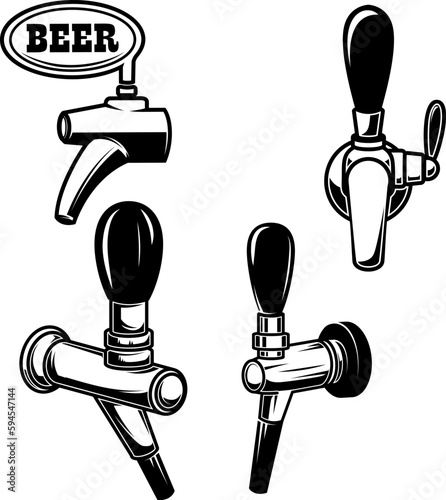 Сollection of hand-drawn illustrations of beer taps. Perfect for creating a fun and playful atmosphere in your bar or brewery. Use them for menus, signage, and more