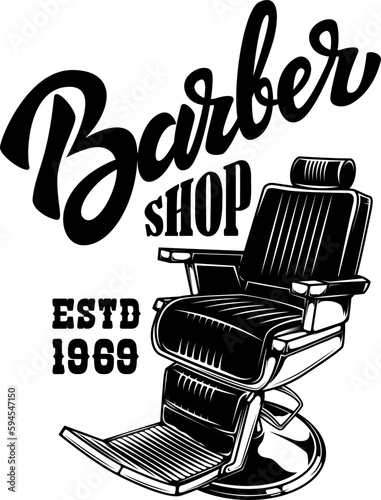 Vintage barber chair vector illustration. Perfect for barbershop logos, posters, and promotional materials