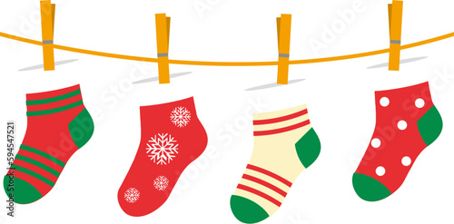 Christmas sock in flat design.