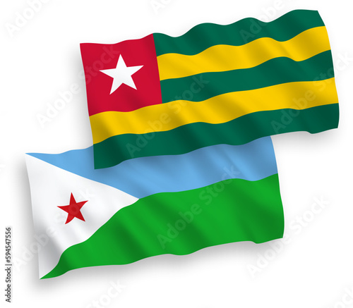Flags of Togolese Republic and Republic of Djibouti on a white background