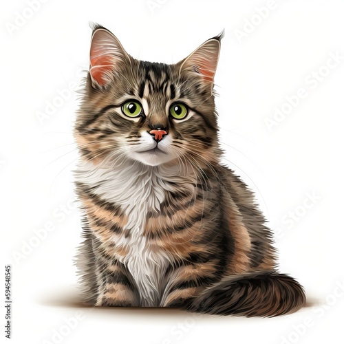 Cute portrait cat on white background AI Generative © Whitefeather