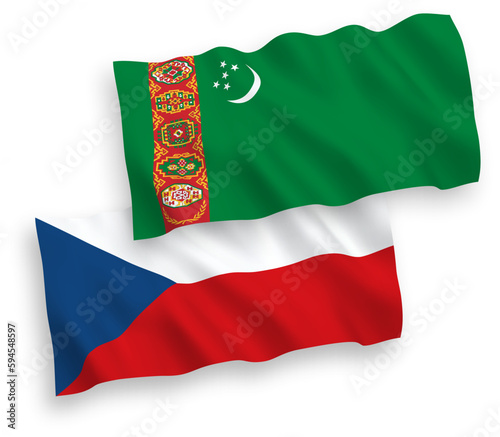 Flags of Czech Republic and Turkmenistan on a white background
