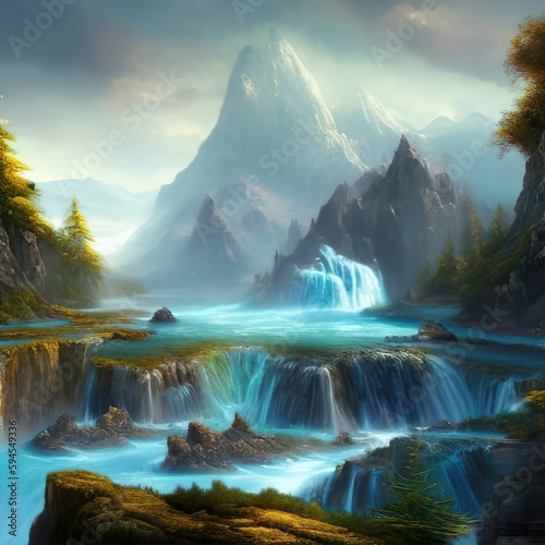 beautiful mountain scenery,AI genarated image