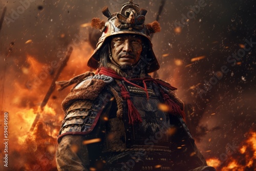 Samurai fire war. Generate Ai