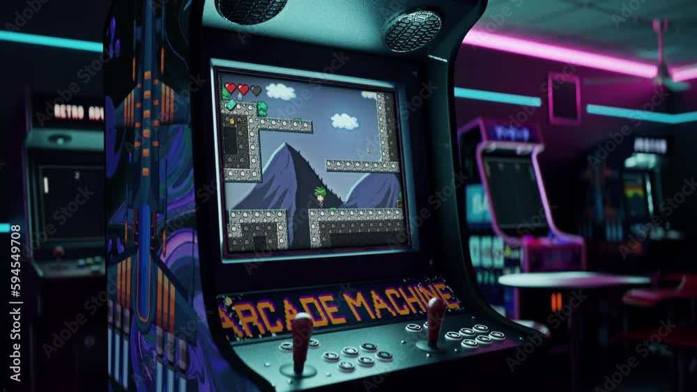 Video Stock Enjoying Video Game Hobby By Playing Platformer On Retro