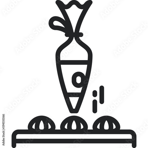 Piping bag, bakery outline icons. Vector illustration. Isolated icon suitable for web, infographics, interface and apps.
