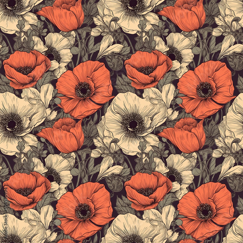Tillable poppy blossom pattern