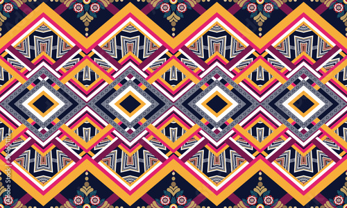 Geometric ethnic pattern vector background. seamless pattern traditional,Design for background, wallpaper, Batik, fabric, carpet, clothing, wrapping, and textile. Colorful ethnic pattern illustration