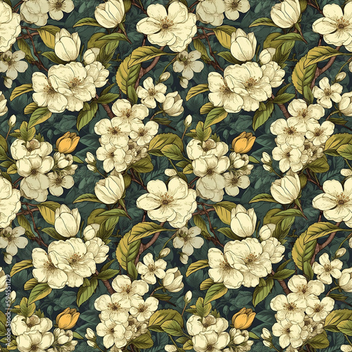 Seamless apple blossom pattern