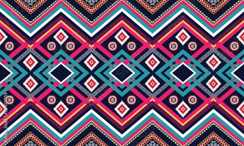 Wallpaper Mural Geometric ethnic pattern vector background. seamless pattern traditional,Design for background, wallpaper, Batik, fabric, carpet, clothing, wrapping, and textile. Colorful ethnic pattern illustration Torontodigital.ca