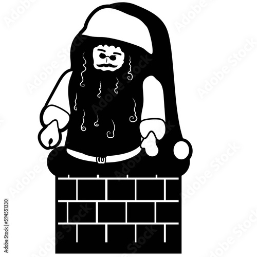 Santa Claus with glasses in chimney silhouette