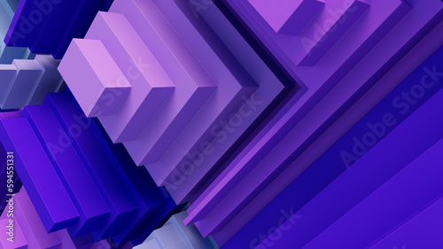 Purple and Turquoise Tech Background with a Geometric 3D Structure. Clean, Stepped design with Extruded Futuristic Forms. 3D Render.