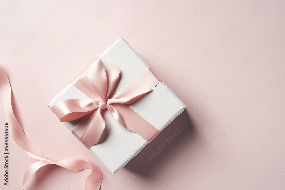 Mother's Day decorations concept. Top view photo of stylish gift boxes with ribbon bows pink on isolated pastel pink background with copy space in the middle Mother's Day decorations concept. Top view photo of stylish gift boxes with ribbon bows pink on isolated pastel pink background with copy space in the middle