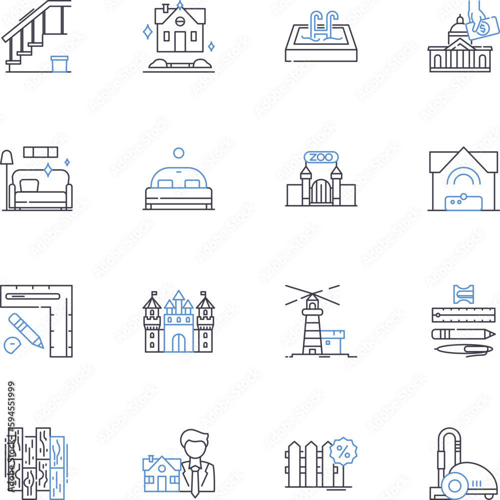 Home repairs line icons collection. Renovation, Remodeling, Plumbing, Carpentry, Electrical, Roofing, Painting vector and linear illustration. Flooring,Maintenance,Insulation outline signs set