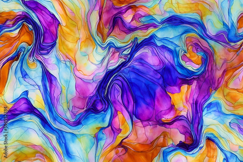 Abstract vibrant liquid 3d background illustration for creative project. AI Generated