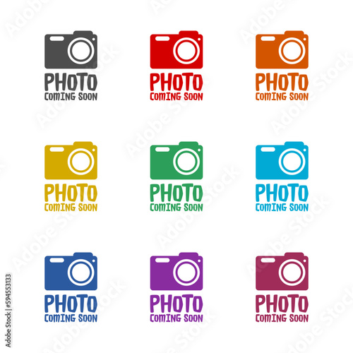 Photo coming soon icon isolated on white background. Set icons colorful