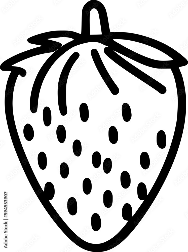 black individual strawberry line icon. simple health fruit flat design ...
