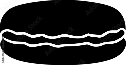 black individual macaroon icon. simple modern sweet flat design pictogram, clipart vector illustration for app logo web banner button ui ux interface elements isolate on white background